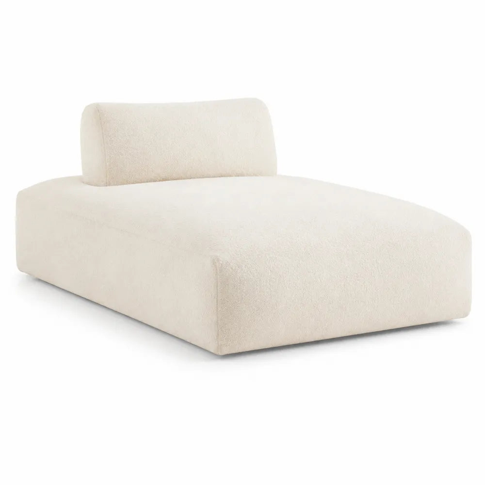 Divano singolo in tessuto bouclé beige con schienale removibile 180x90x75 cm