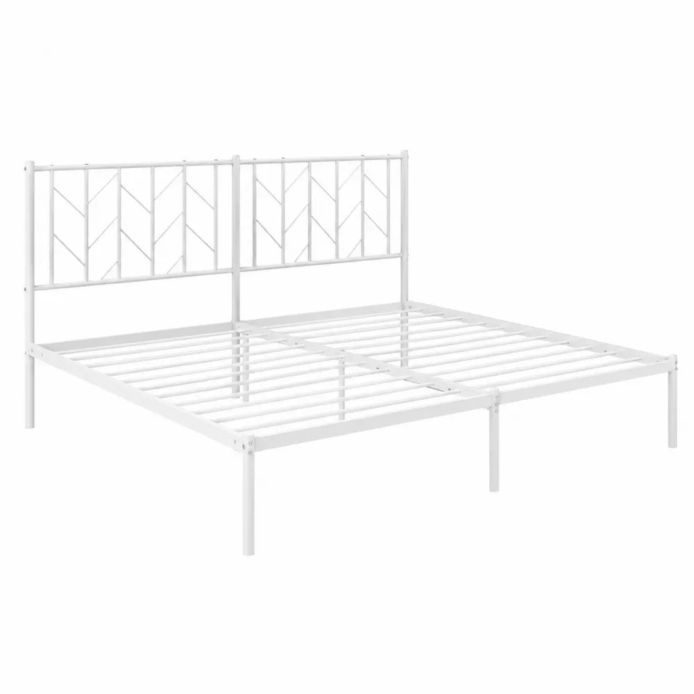 Letto matrimoniale in acciaio verniciato bianco 160x200 cm