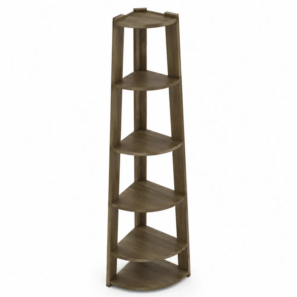 Scaffale Angolare in Legno a 5 Ripiani