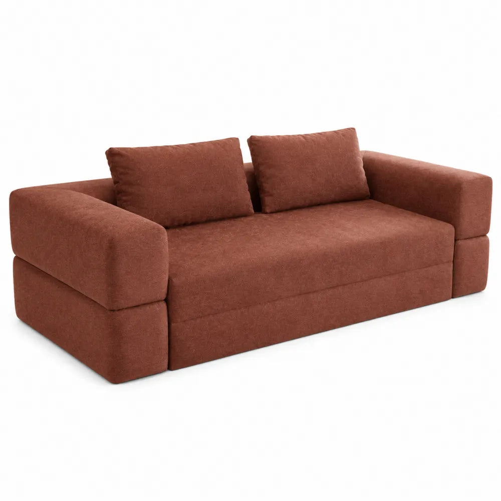 Divano letto in tessuto marrone
