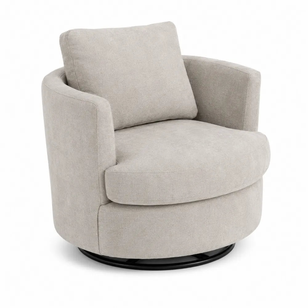Poltrona in Tessuto Beige con Base Girevole