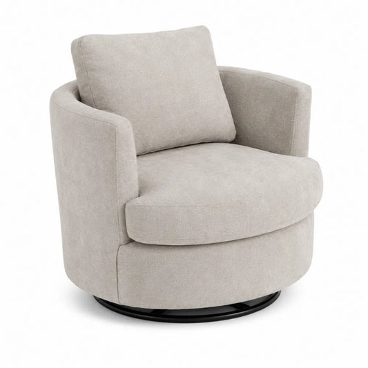 Poltrona in Tessuto Beige con Base Girevole
