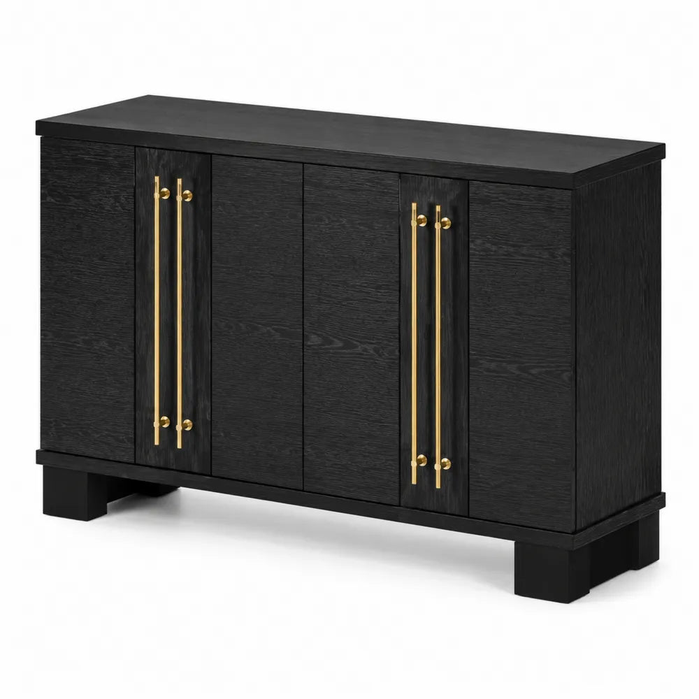 Credenza in Legno Nero con Maniglie in Ottone