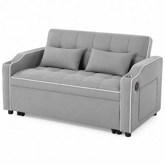 Divano Letto in Tessuto Poliestere Grigio