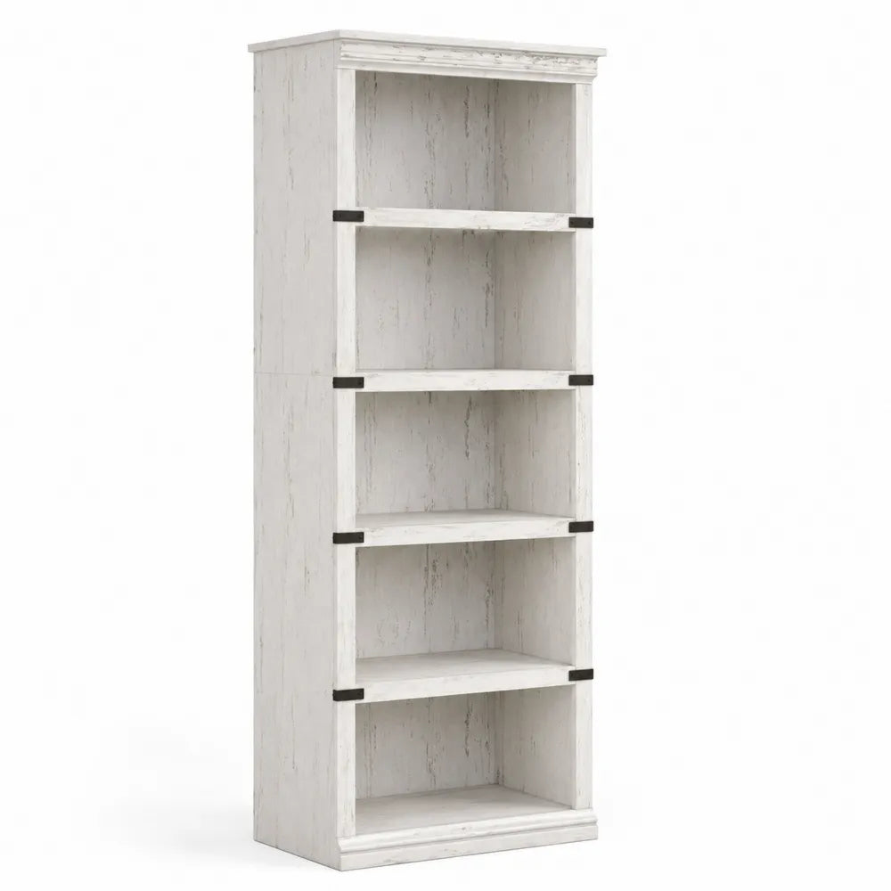 Scaffale a 5 Ripiani in Legno Composito Bianco