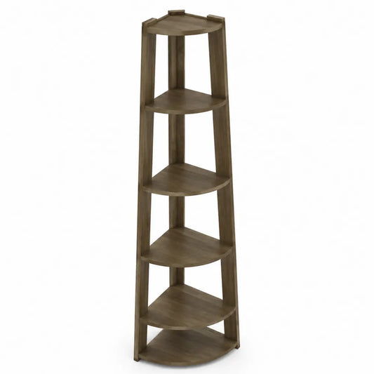 Scaffale Angolare in Legno a 5 Ripiani