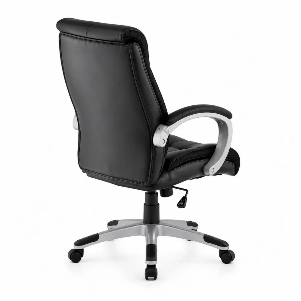 Sedia da Ufficio in Similpelle Nera con Base a Rotelle
